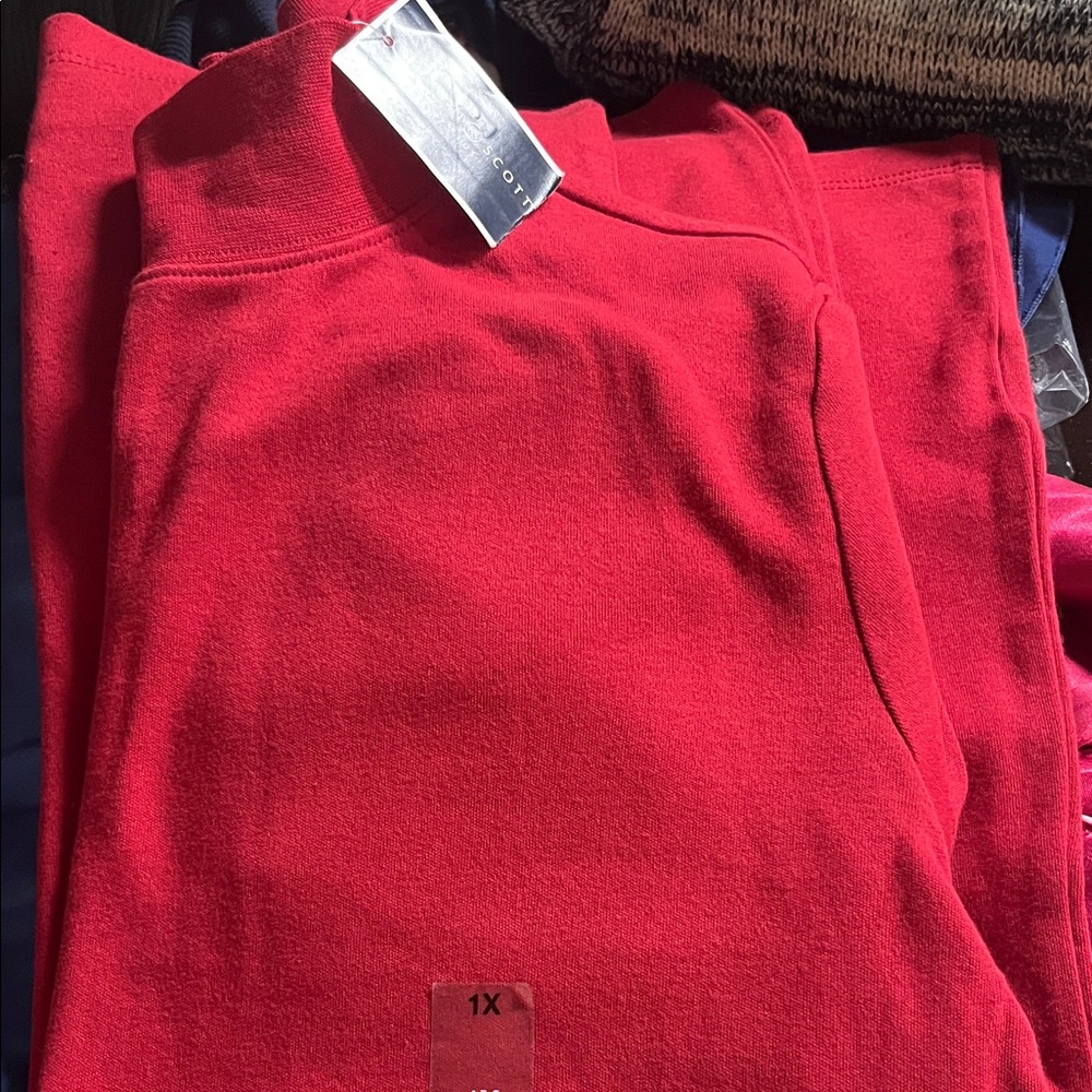 Red mock neck shirt
